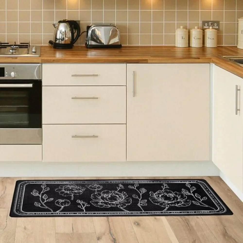 New 2PCS Kitchen Rug Set, Washable Non-Slip Absorbent Mats for Home, Navy Blue